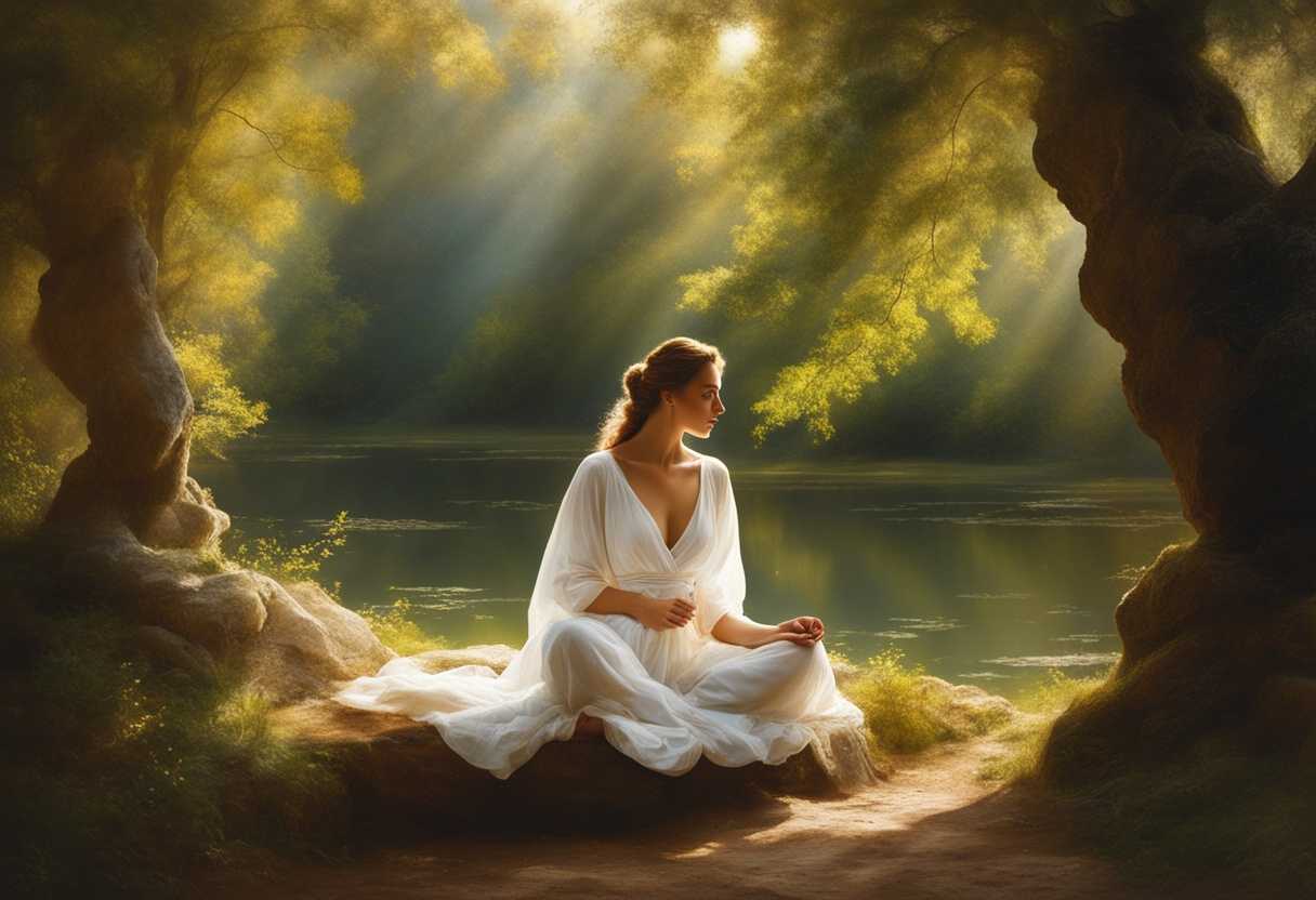 Serene-landscape-gentle-sunlight-filtering-through-trees-peaceful-figure-meditating-divine-tranqu_hyve