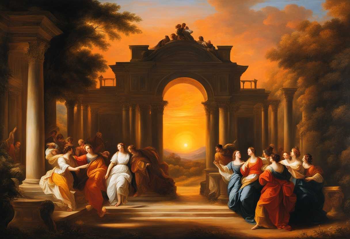 Serene-landscape-vibrant-sunset-joyful-figures-embracing-peaceful-atmosphere-harmonious-colors-_fbab