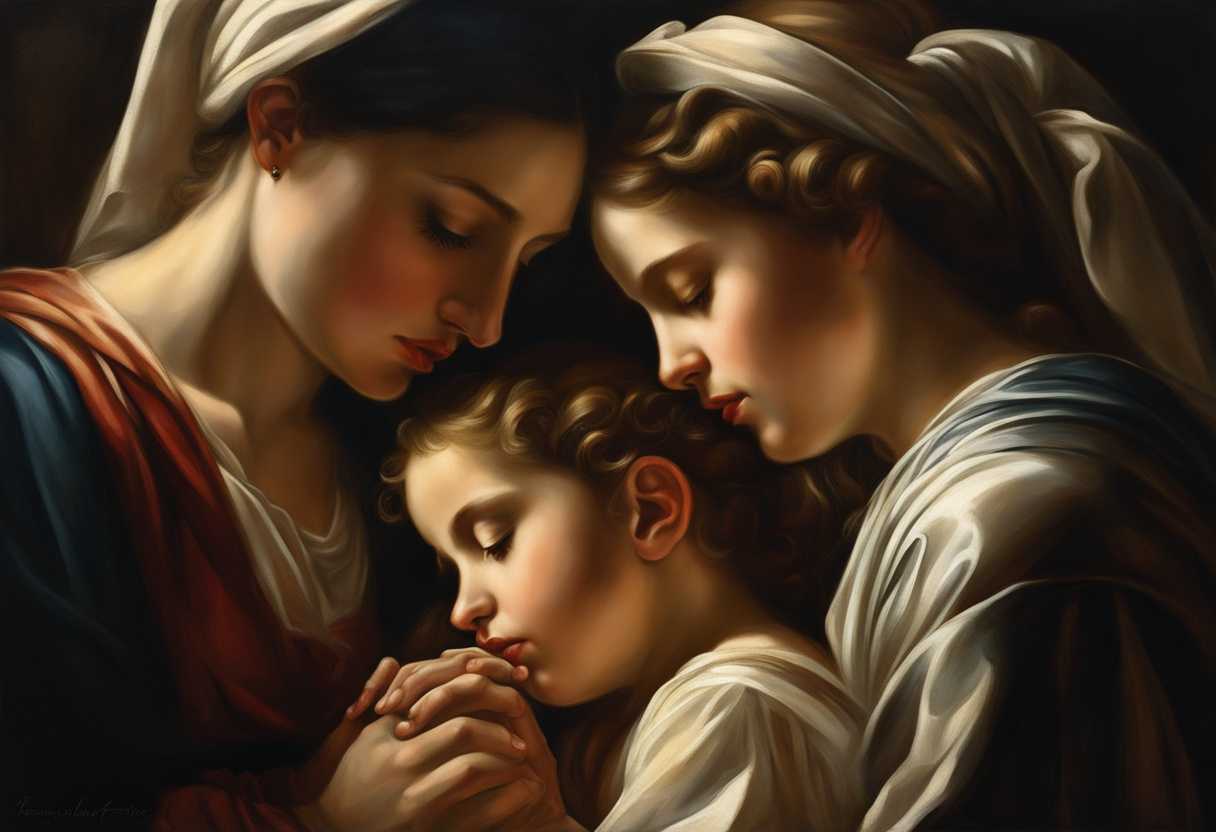 Family-huddled-in-prayer-heads-bowed-hands-clasped-bathed-in-soft-light-united-in-faith_eggm