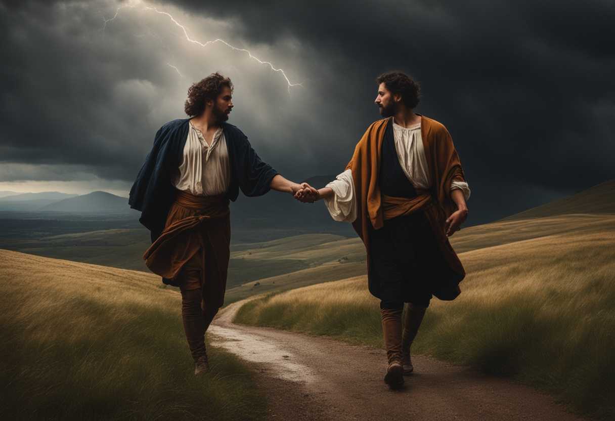 Two-friends-walking-hand-in-hand-through-a-stormy-landscape-sharing-strength-and-resilience-emotio_wout