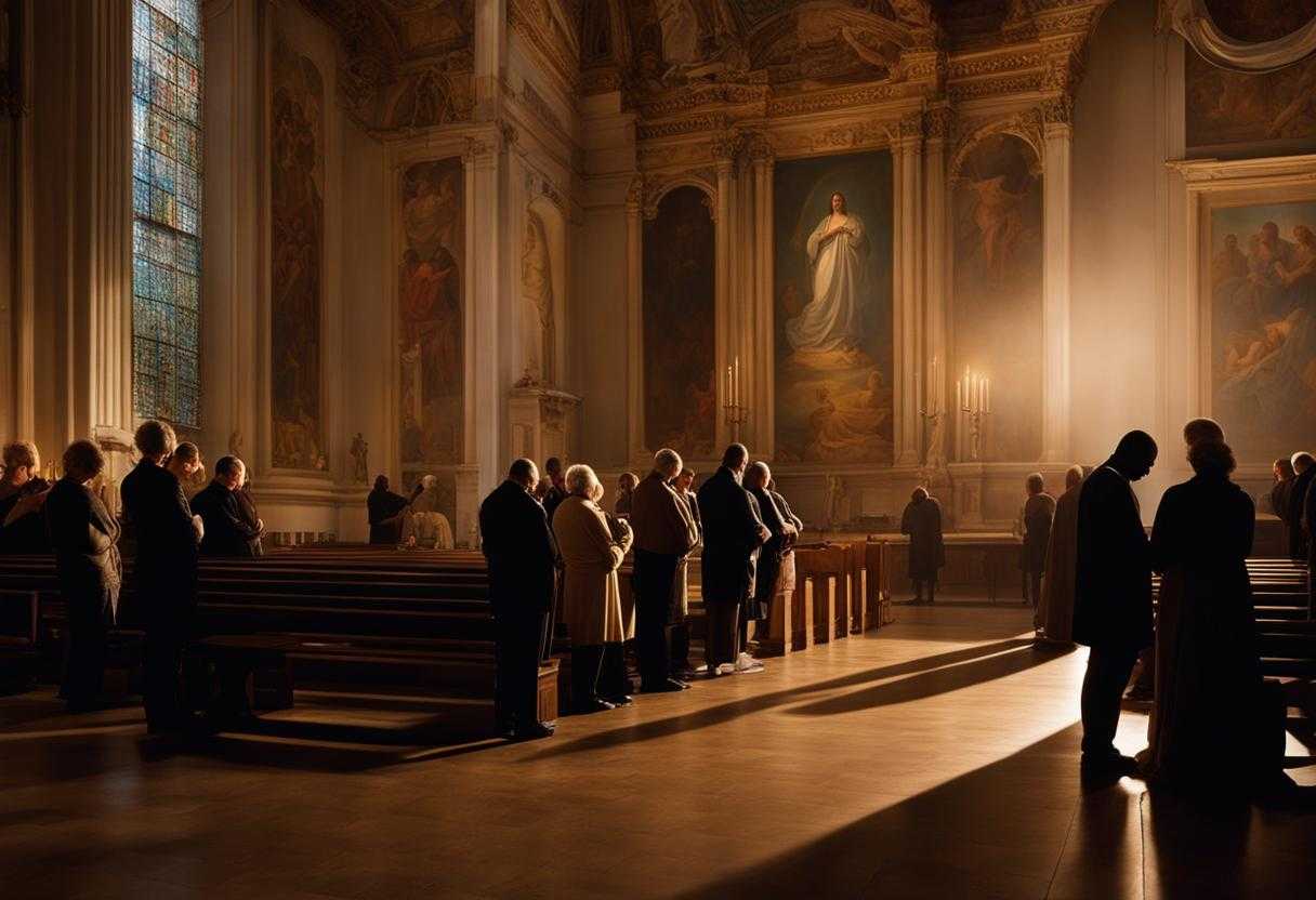 A-diverse-group-prays-in-a-softly-lit-church-heads-bowed-in-unity-and-reverence_lbnu