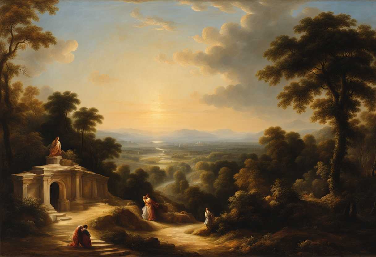 Serene-landscape-gentle-sunlight-open-hands-reaching-towards-the-sky-symbolizing-faith-and-love_vrou