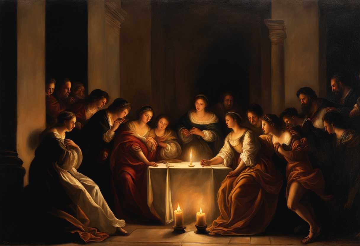 Melancholic-scene-of-a-candlelit-vigil-friends-gathered-soft-tears-memories-of-laughter-heartfel_bhnt