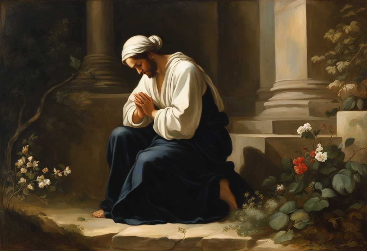 A-serene-figure-kneeling-in-prayer-soft-light-illuminating-their-humble-expression-surrounded-by-n_tvhf