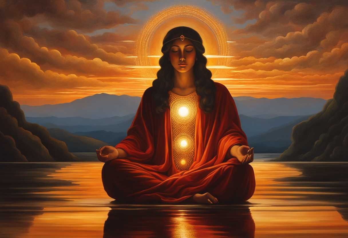 Serene-figure-meditating-under-a-radiant-sunset-surrounded-by-glowing-orbs-of-light-peaceful-ambia_fjgb