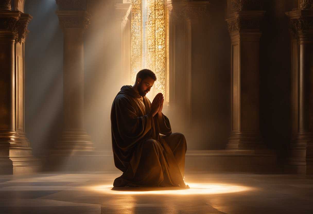 Person-kneeling-in-prayer-surrounded-by-glowing-light-symbolizing-hope-and-financial-abundance-se_iyvl