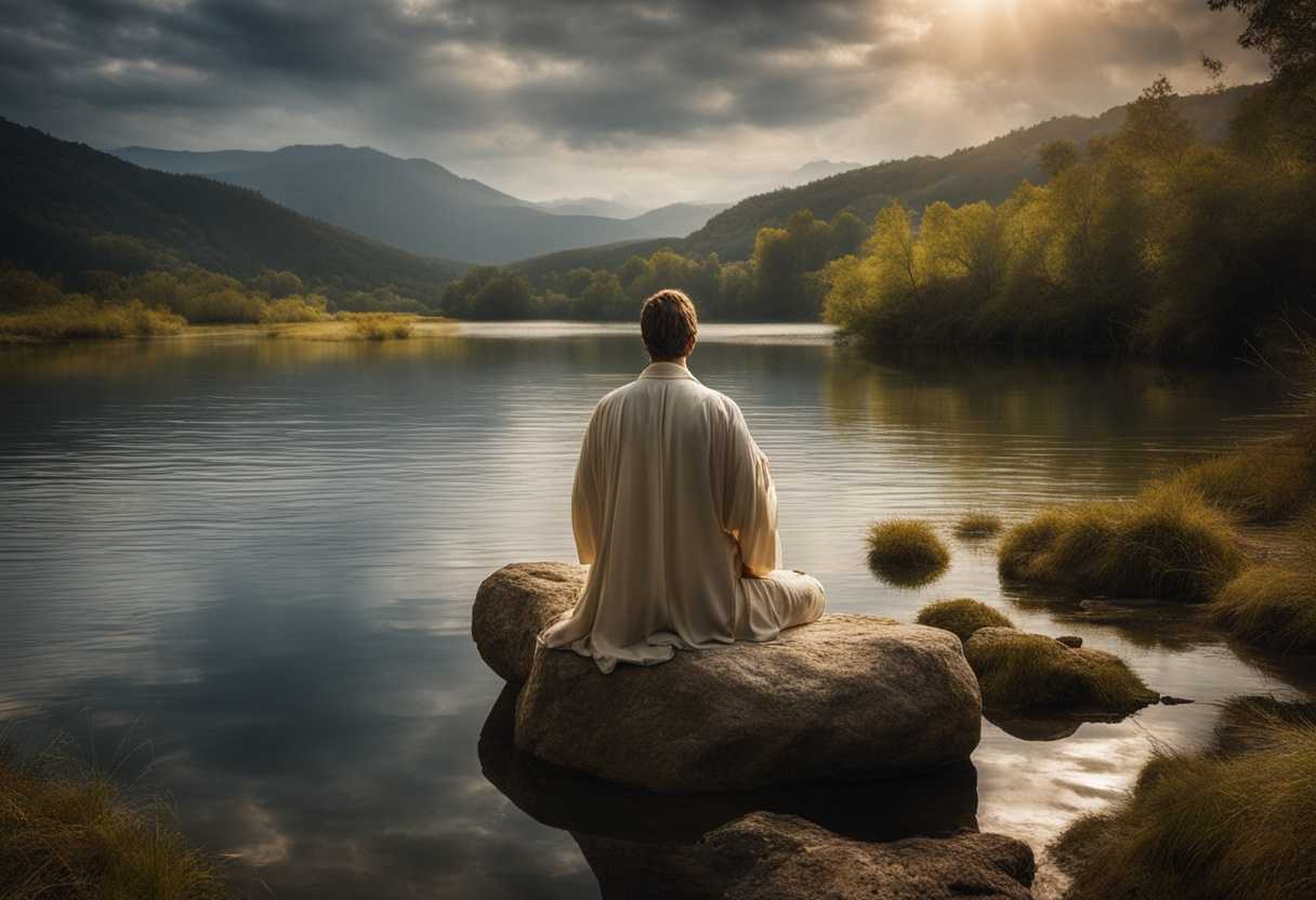 Serene-figure-meditating-in-nature-surrounded-by-tranquil-water-soft-light-harmonious-atmosphere-_gpgd
