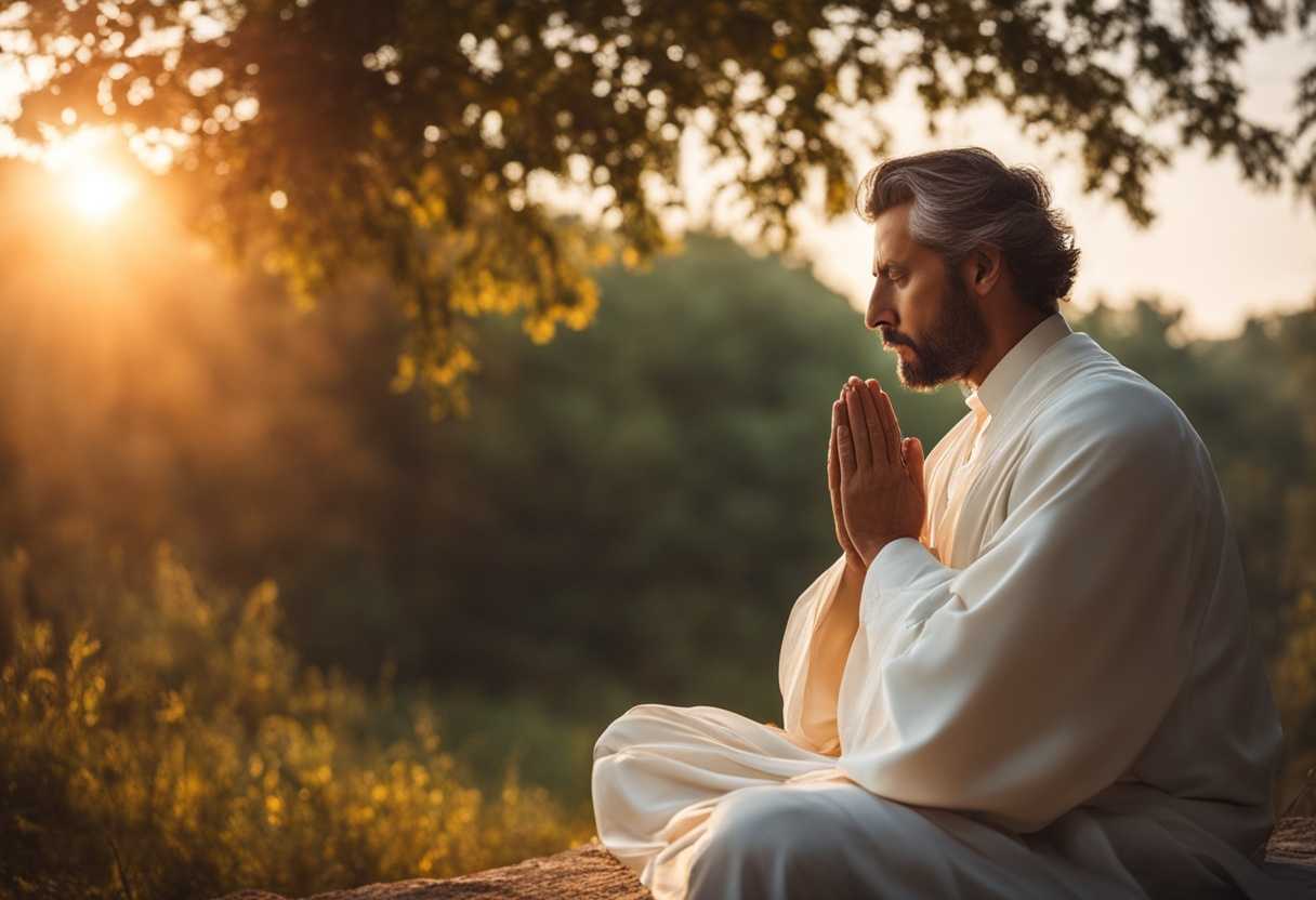 Husband-praying-in-serene-sunrise-surrounded-by-nature-peaceful-aura-soft-light-hopeful-expressi_saer
