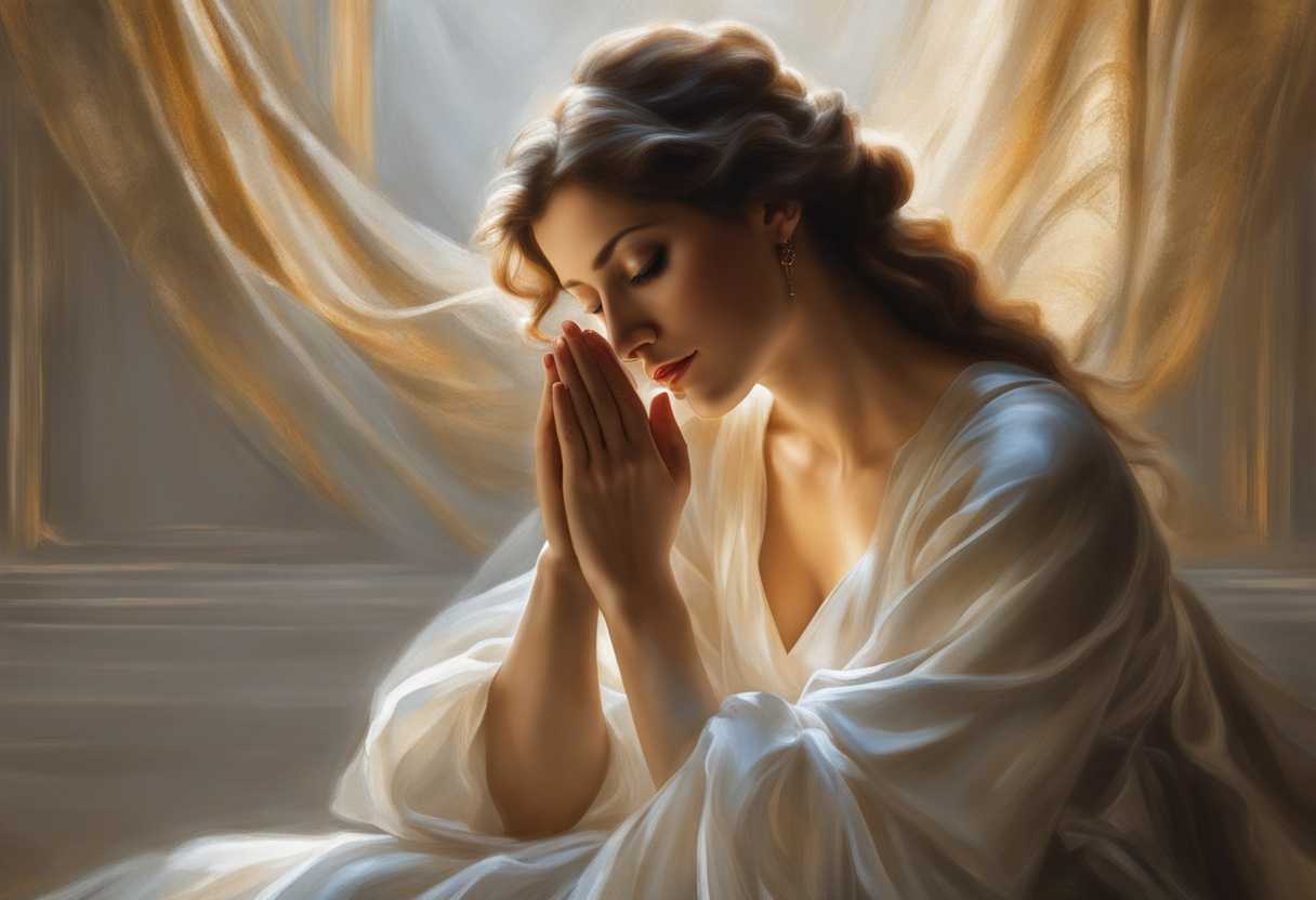 Woman-in-serene-morning-light-hands-clasped-in-prayer-soft-glow-peaceful-ambiance-love-and-devot_cone