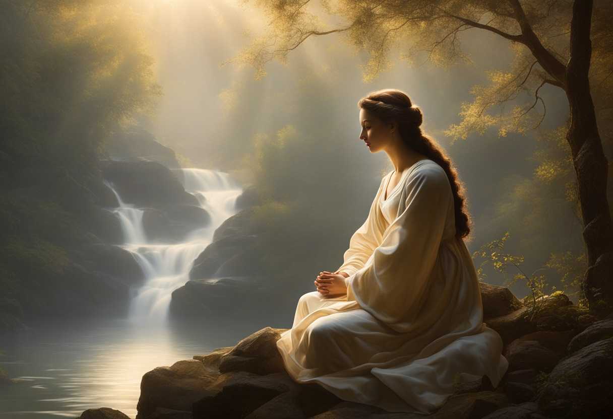 Serene-figure-in-prayer-soft-light-illuminating-surrounded-by-nature-s-tranquility-divine-presenc_xlyz