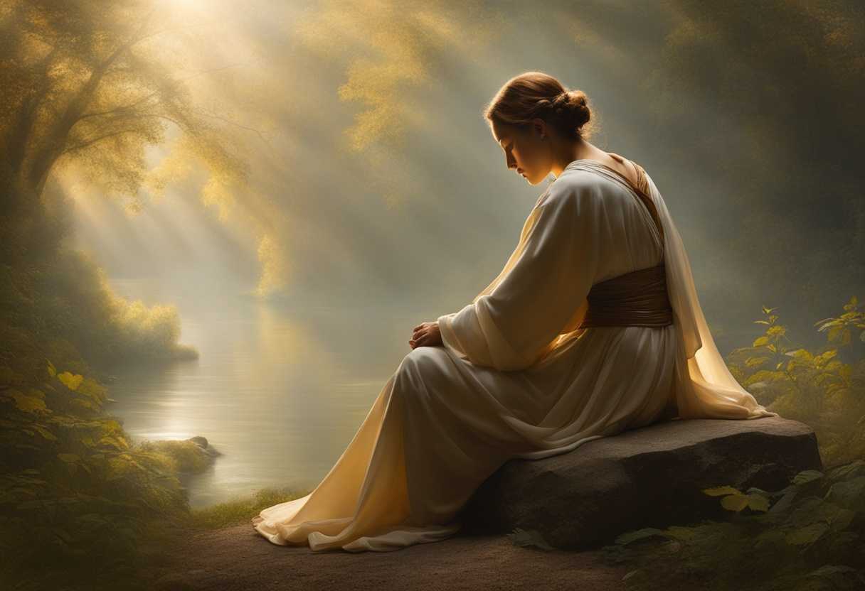 Serene-figure-in-prayer-soft-light-surrounded-by-gentle-nature-embodying-hope-and-divine-love_afpg