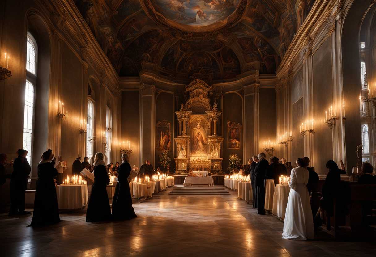 Serene-chapel-soft-candlelight-devoted-worshippers-Mother-Eugenia-s-portrait-peaceful-atmosphere_yclc