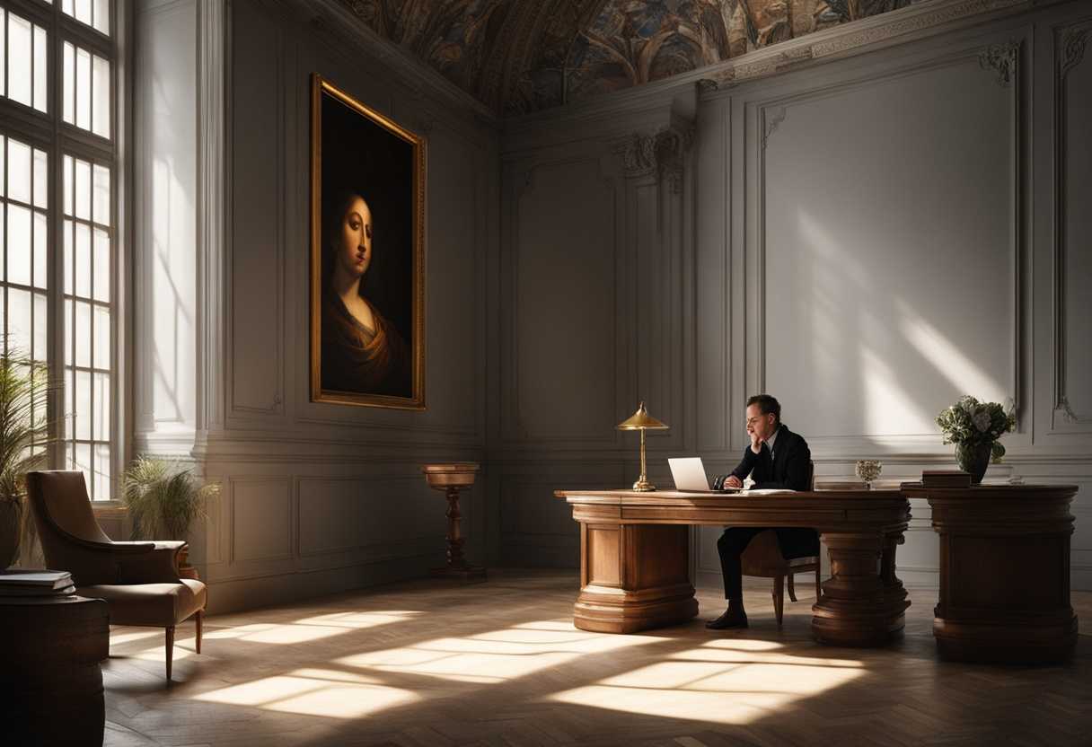 A-serene-office-space-sunlight-streaming-in-a-person-thoughtfully-analyzing-options-focused-and-c_pfnx