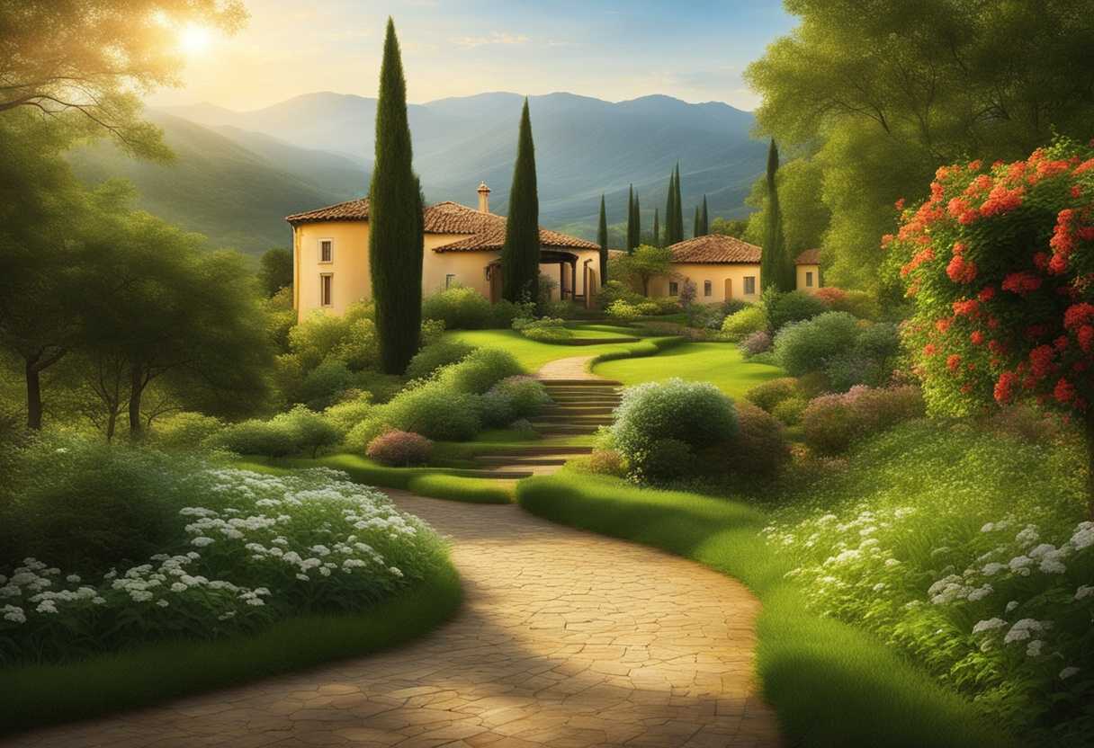 Serene-landscape-winding-path-through-lush-greenery-soft-sunlight-filtering-tranquil-atmosphere-_sjth