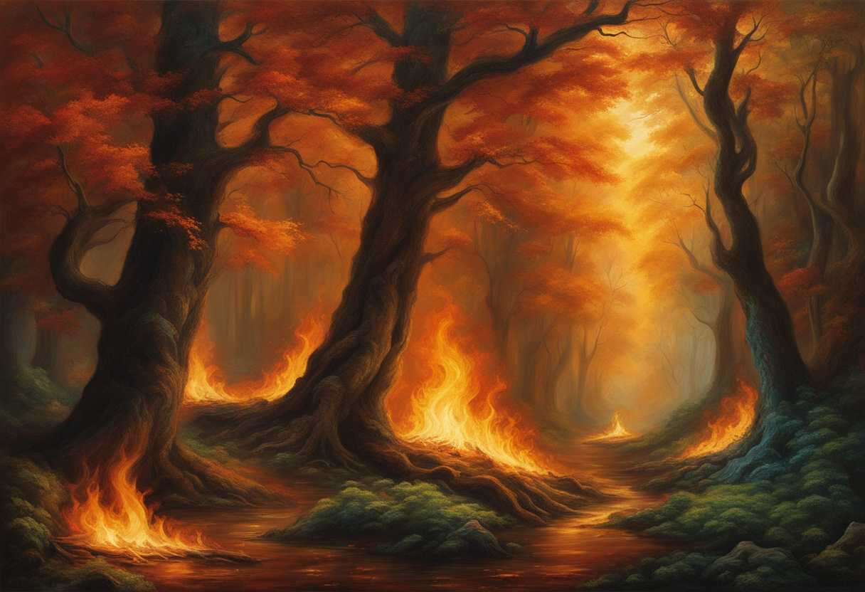 Vibrant-flames-dancing-in-a-serene-forest-surrounded-by-ancient-trees-symbolizing-rebirth-and-tran_cxgf
