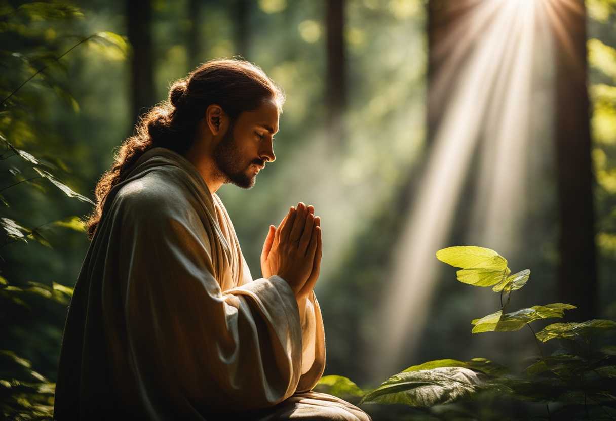 Person-praying-in-a-serene-forest-sunlight-filtering-through-trees-peaceful-expression-deep-conne_qzzg