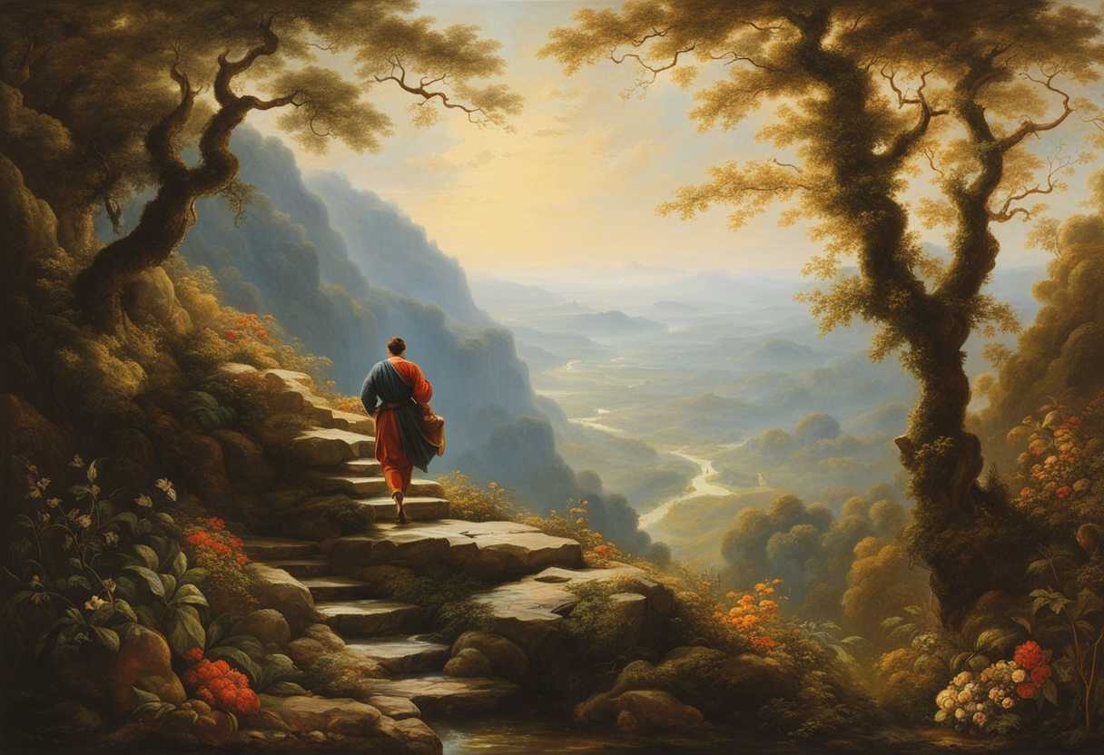 A-determined-figure-climbing-a-steep-path-surrounded-by-vibrant-nature-symbolizing-resilience-and-_xgjc