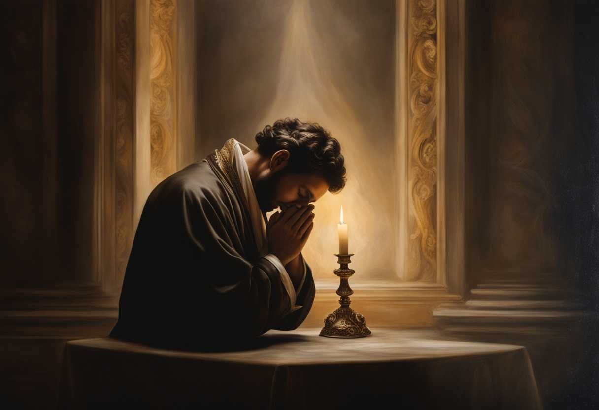Husband-in-prayer-surrounded-by-soft-light-serene-atmosphere-heartfelt-devotion-peaceful-express_jtdd