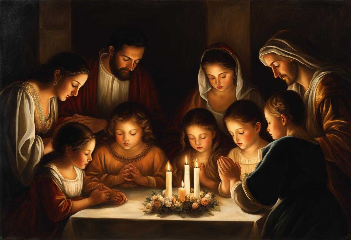 family-praying-together-huddled-in-a-circle-heads-bowed-in-prayer-soft-glow-of-candlelight-seren_pdmt