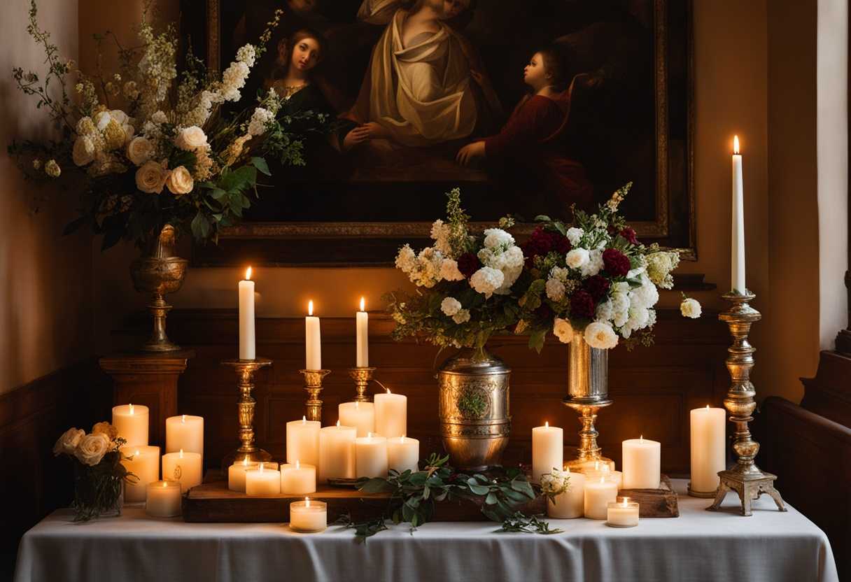 A-serene-altar-adorned-with-candles-prayer-cards-and-fresh-flowers-radiating-tranquility-and-hope_gorr