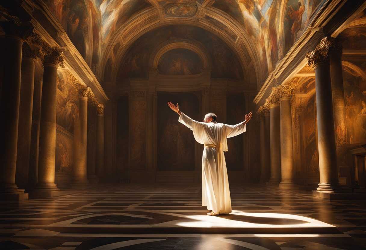 A-person-standing-tall-hands-raised-in-prayer-surrounded-by-a-radiant-light-serene-expression_slzw