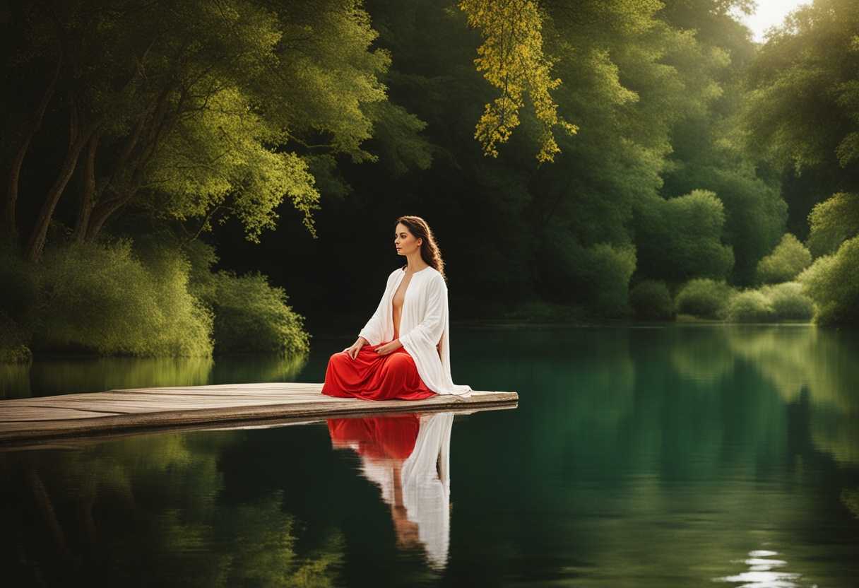 A-serene-figure-meditating-by-a-tranquil-lake-surrounded-by-lush-greenery-embodying-inner-peace_ebnb