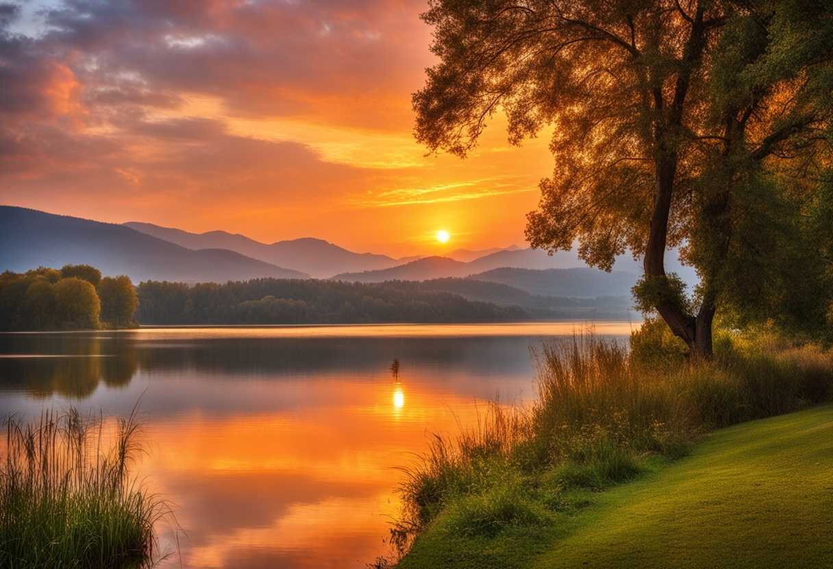 Serene-sunset-over-a-tranquil-lake-reflecting-warm-colors-peaceful-ambiance-gratitude-in-the-air_qcvb