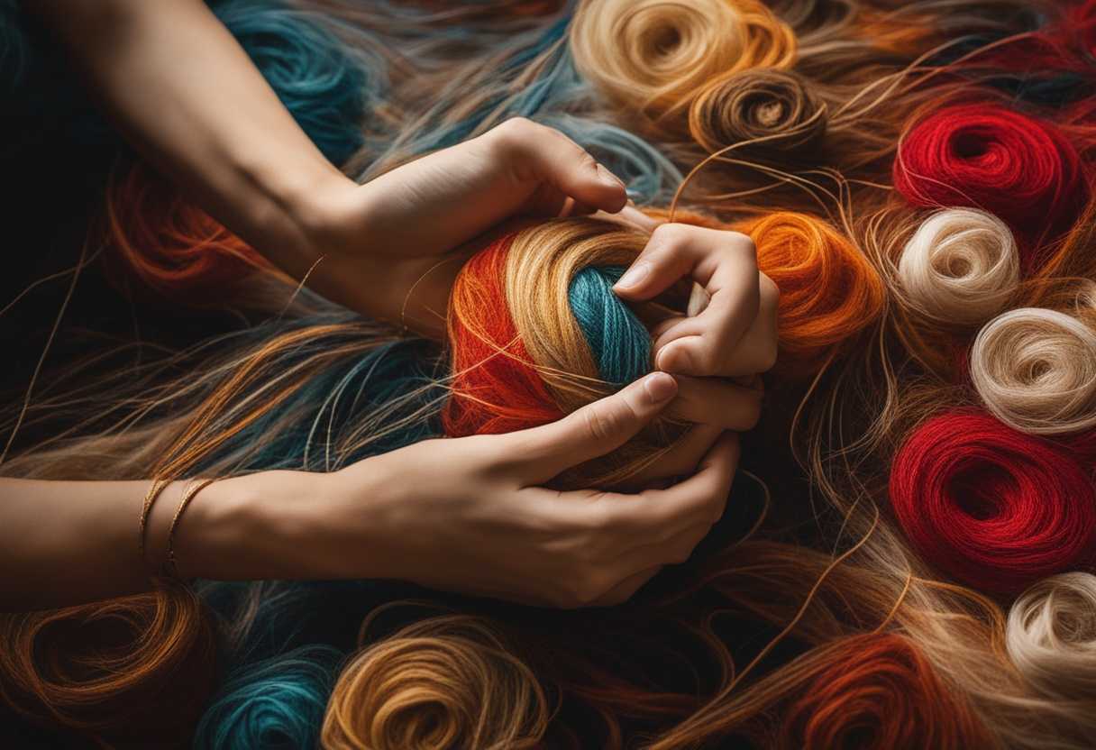 Gentle-hands-untangling-vibrant-threads-serene-atmosphere-warm-light-peaceful-expression-harmoni_lbxj