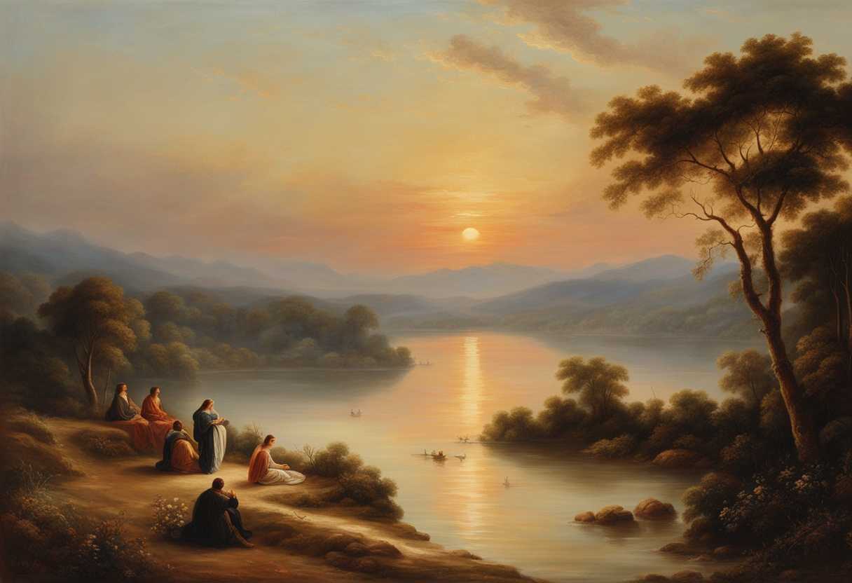 Serene-landscape-at-sunset-gentle-waves-peaceful-figures-meditating-soft-colors-tranquil-atmosph_rcfz