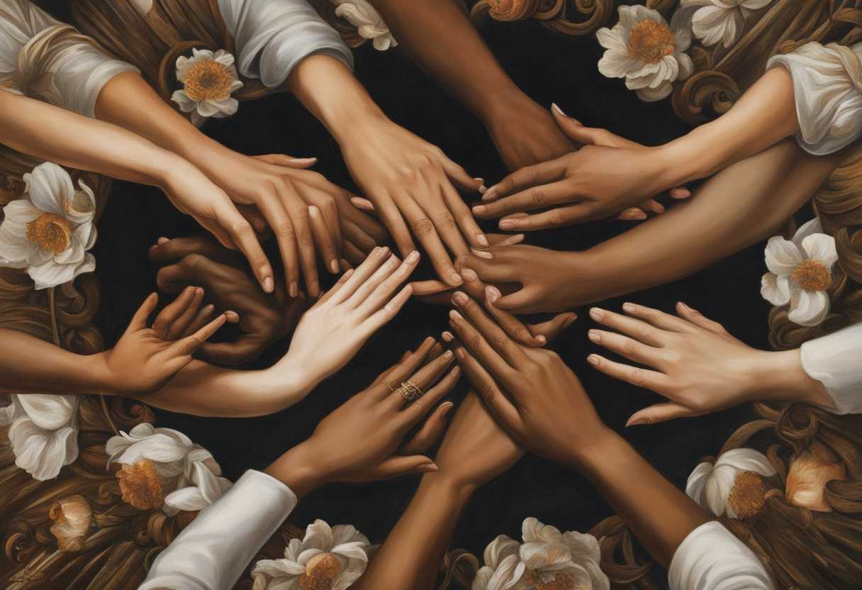 A-serene-gathering-of-diverse-people-hands-joined-in-prayer-surrounded-by-symbols-of-charity-and-k_dkbk