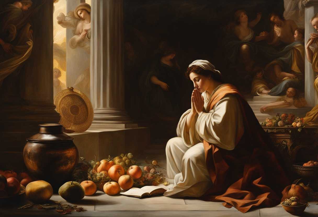Person-praying-earnestly-surrounded-by-symbols-of-abundance-serene-atmosphere-soft-light-hopeful_guvn