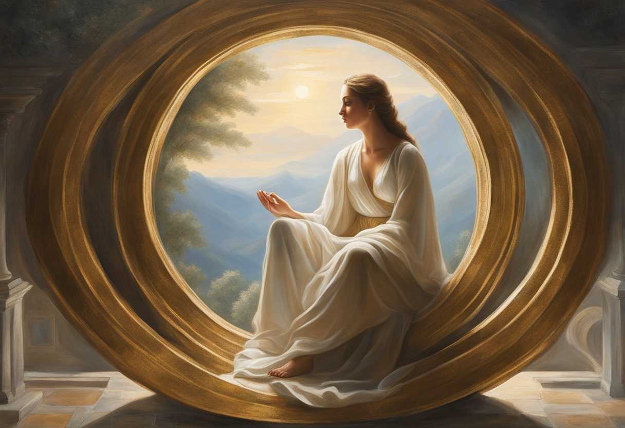 Serene-figure-meditating-under-a-glowing-shield-surrounded-by-soft-light-and-tranquil-nature_hihe