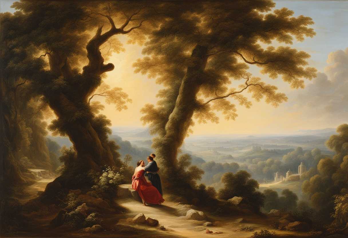 A-serene-landscape-gentle-sunlight-filtering-through-trees-a-figure-embracing-another-peaceful-ex_lqex