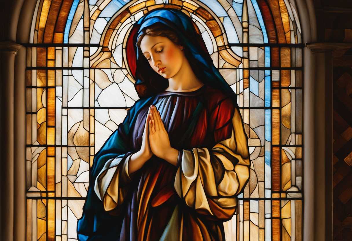 A-serene-figure-praying-in-a-sunlit-chapel-stained-glass-illuminating-their-hopeful-expression_dnnl
