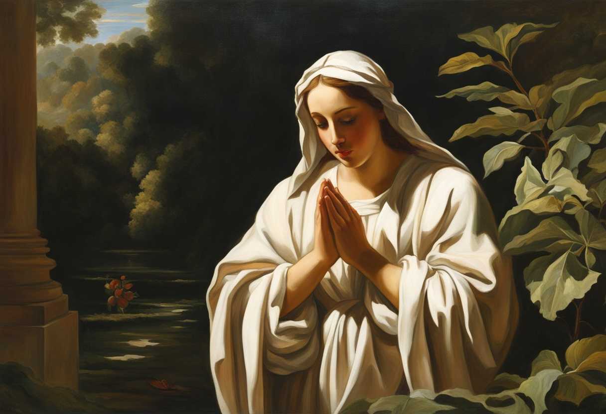 A-serene-figure-prays-in-soft-morning-light-surrounded-by-lush-greenery-and-tranquility_ciqh