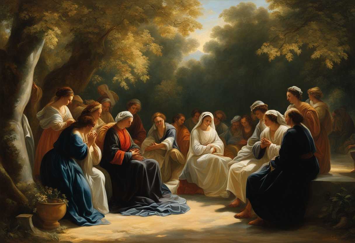 A-serene-outdoor-gathering-people-in-prayer-sunlight-filtering-through-trees-unity-and-warmth_csjw