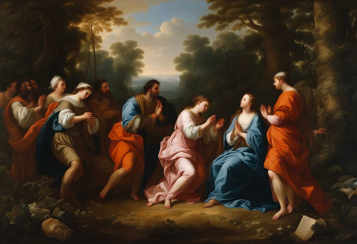 A-diverse-group-of-individuals-pray-together-in-a-peaceful-forest-clearing_kdip