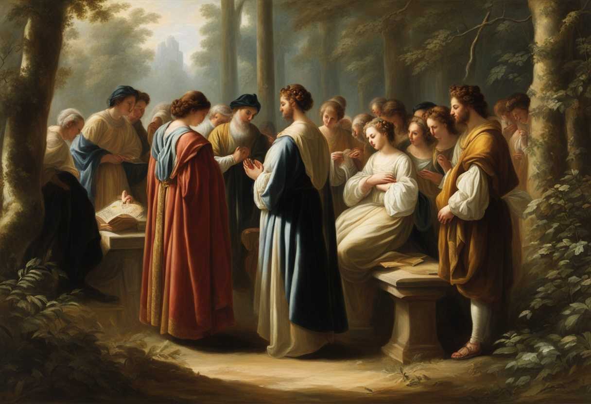 People-gather-in-a-tranquil-forest-clearing-bathed-in-gentle-light-praying-together-with-faith_emkz