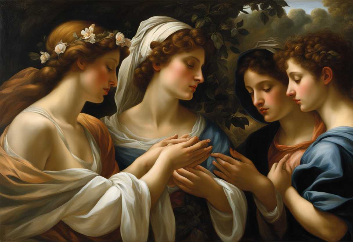 A-serene-gathering-in-nature-hands-clasped-heads-bowed-enveloped-in-soft-ethereal-light_olpx