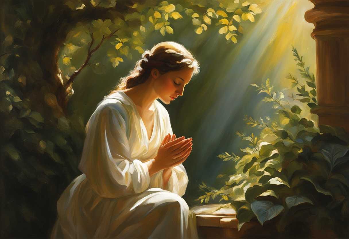 A-person-prays-peacefully-in-sunlight-surrounded-by-vibrant-greenery-embodying-hope-and-tranquilit_knwt