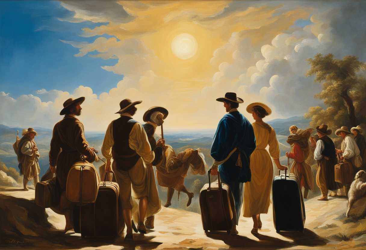 Travelers-unite-under-a-blue-sky-sunlight-illuminating-their-hopeful-faces-and-luggage_rtjw