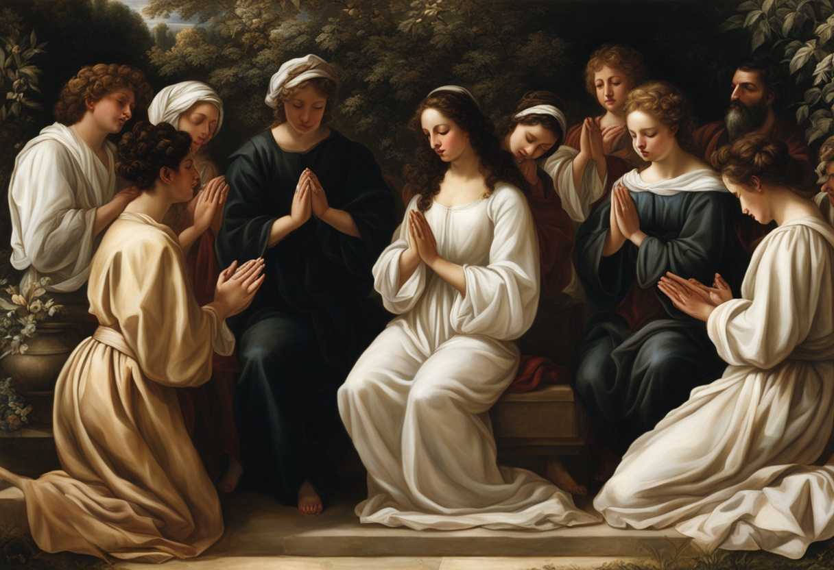 A-diverse-group-prays-in-a-tranquil-garden-hands-clasped-eyes-closed-radiating-unity_xake
