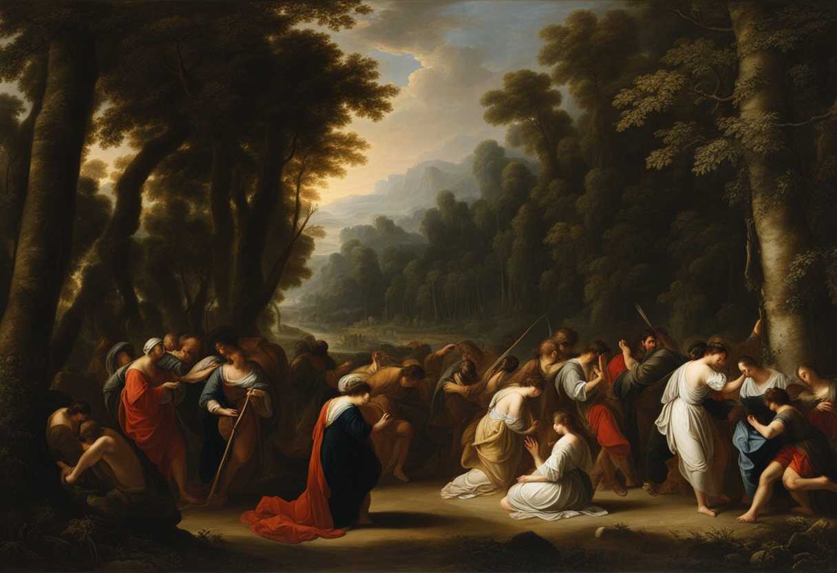 People-gather-in-a-tranquil-forest-praying-with-raw-emotion-surrender-and-hope_yopw