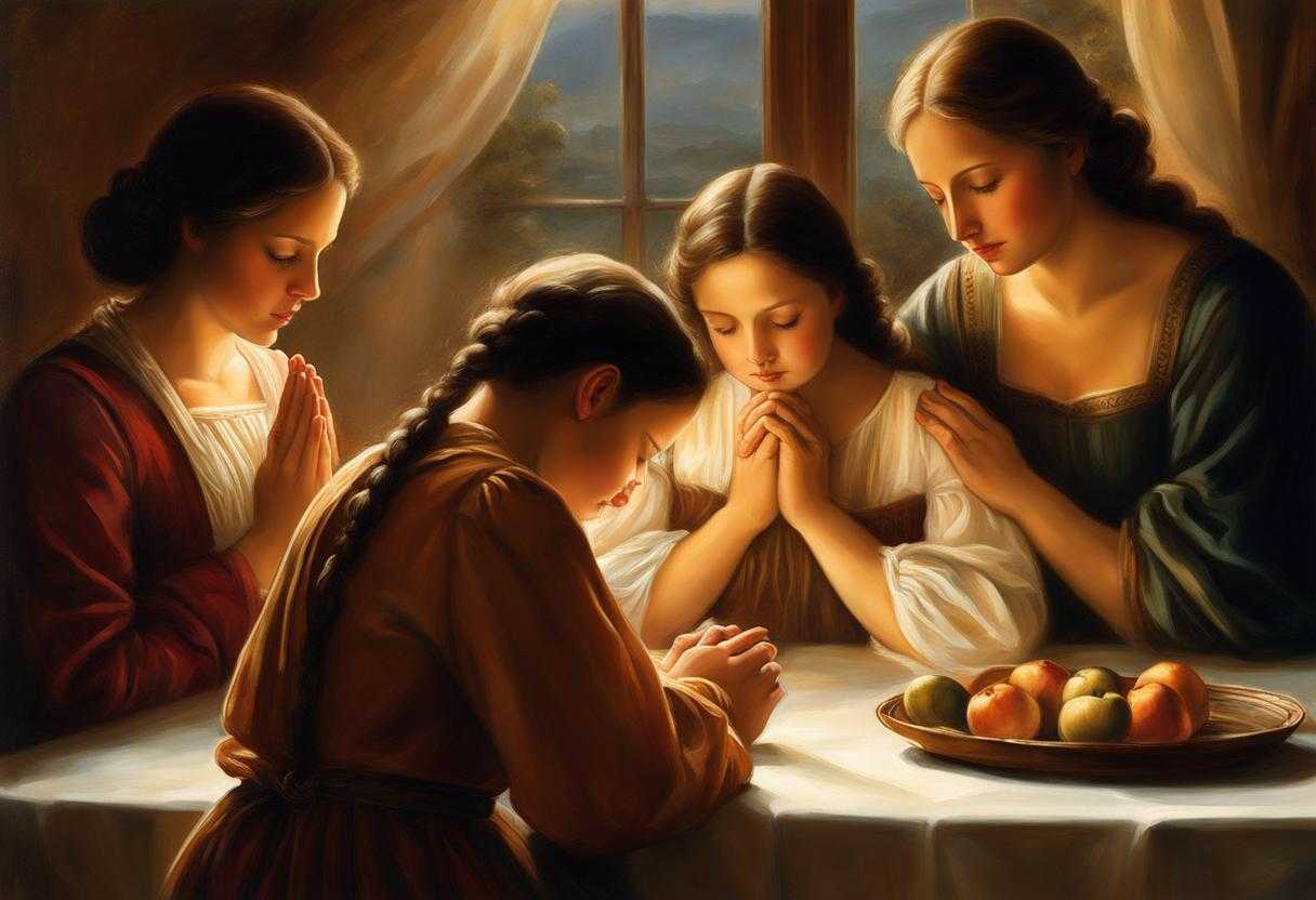 family-praying-together-gathered-around-a-table-heads-bowed-in-prayer-warm-soft-light-from-the-wi