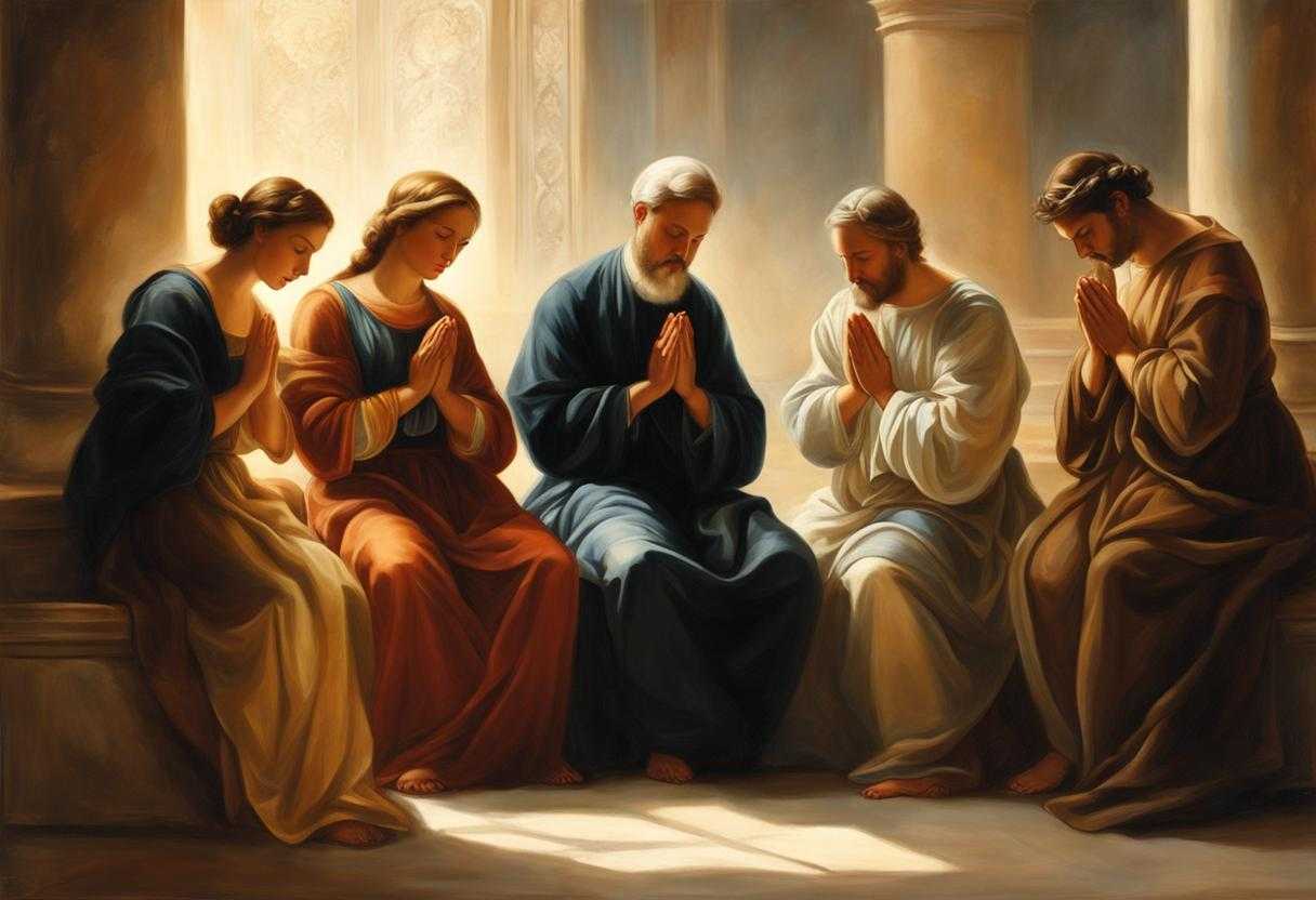 group-of-people-praying-soft-glow-of-sunlight-warm-and-serene-atmosphere-heads-bowed-in-reverence_phcz