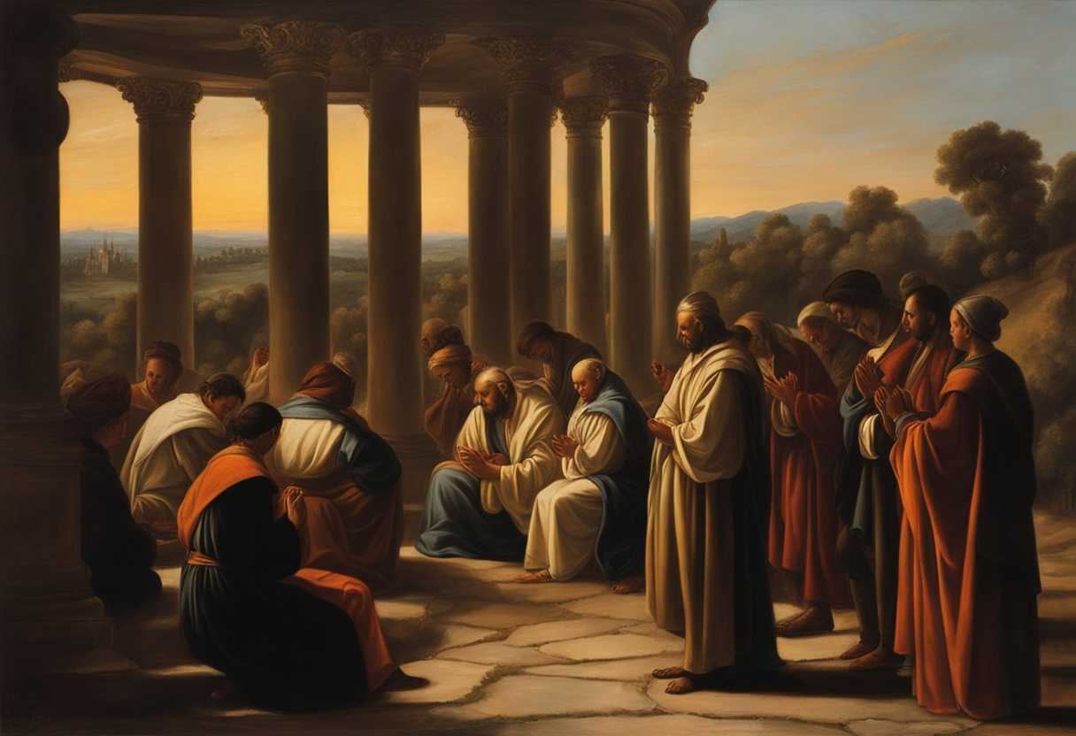 People-gather-in-prayer-at-sunset-faces-serene-surrounded-by-tranquility-embodying-unity-and-fait_dgvi
