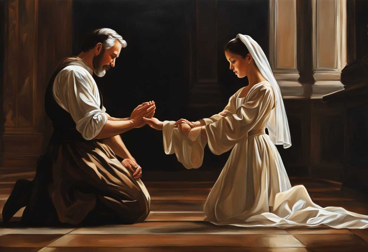 Father-and-daughter-kneel-together-hands-clasped-sharing-a-serene-moment-of-prayer_eoxz