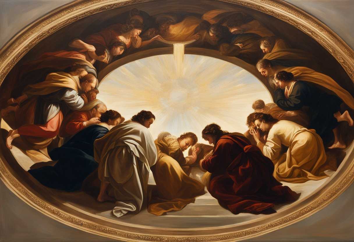 People-in-a-circle-heads-bowed-in-prayer-bathed-in-warm-light-showing-unity-and-devotion_erkq