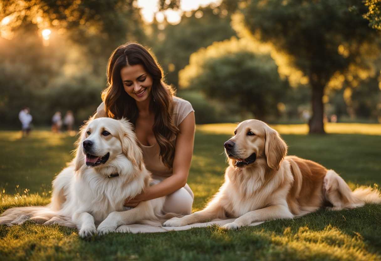 Pets-and-owners-bask-in-golden-hour-sharing-joyful-moments-in-a-lush-park_gicp