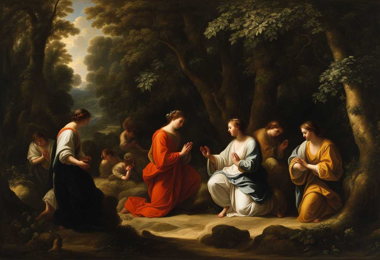 A-serene-forest-scene-with-individuals-praying-sunlight-filtering-through-trees-embodying-hope-and_pirv